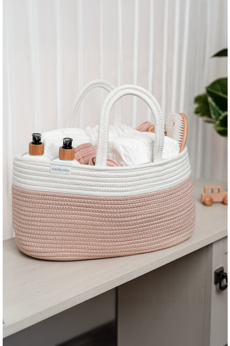 Rope Diaper Caddy, Alternate, color, Blush