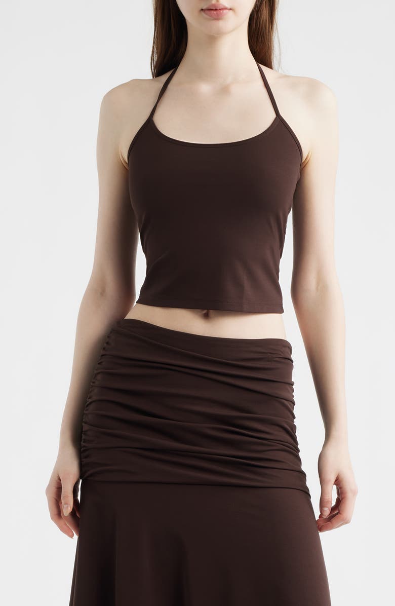 Feners Gresca Halter Neck Camisole, Main, color, Chocolat