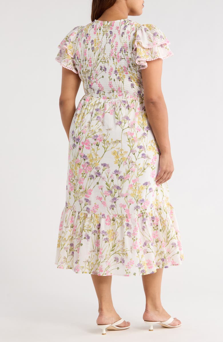 SUGARLIPS Lita Floral Tiered Cotton Dress, Alternate, color, White/ Multi