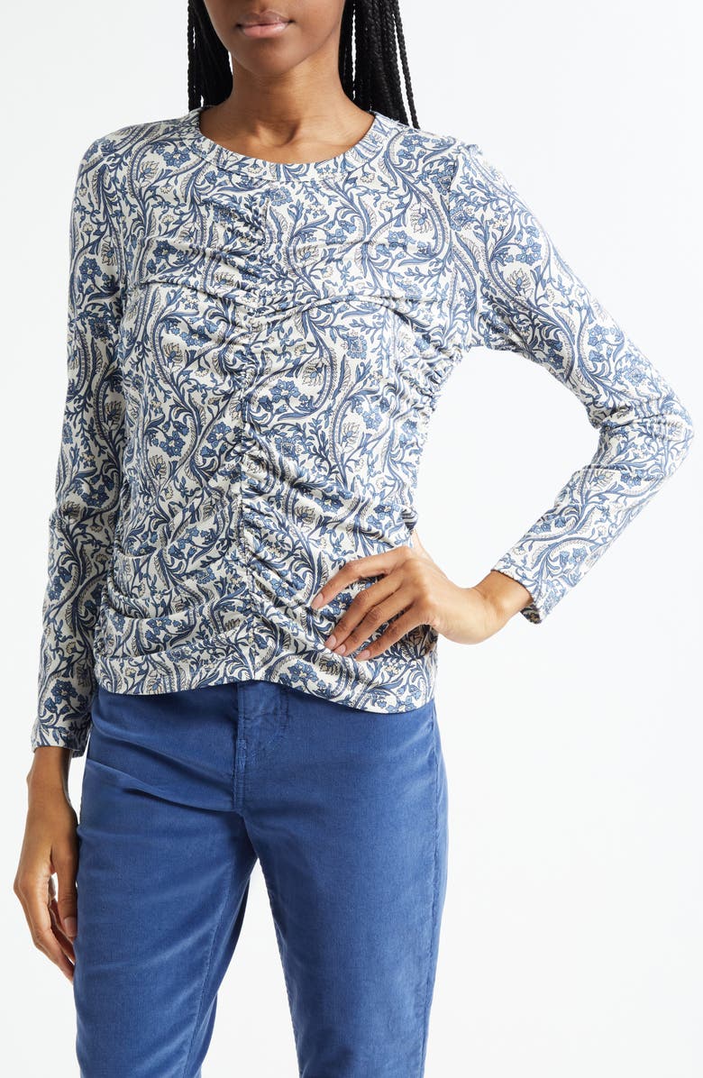 Veronica Beard Palma Floral Paisley Top, Alternate, color, Dove Multi