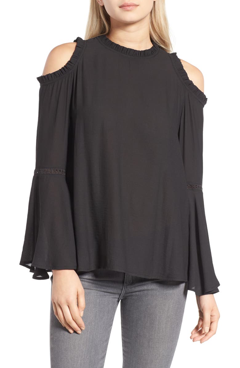 Chelsea28 Ruffle Edge Cold Shoulder Blouse, Main, color, 