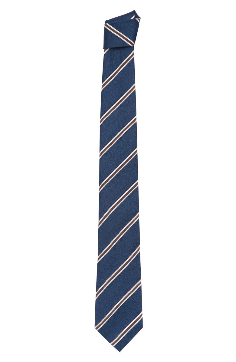 MANGO Stripe Pre-Tied Cotton, Silk & Wool Tie, Alternate, color, 