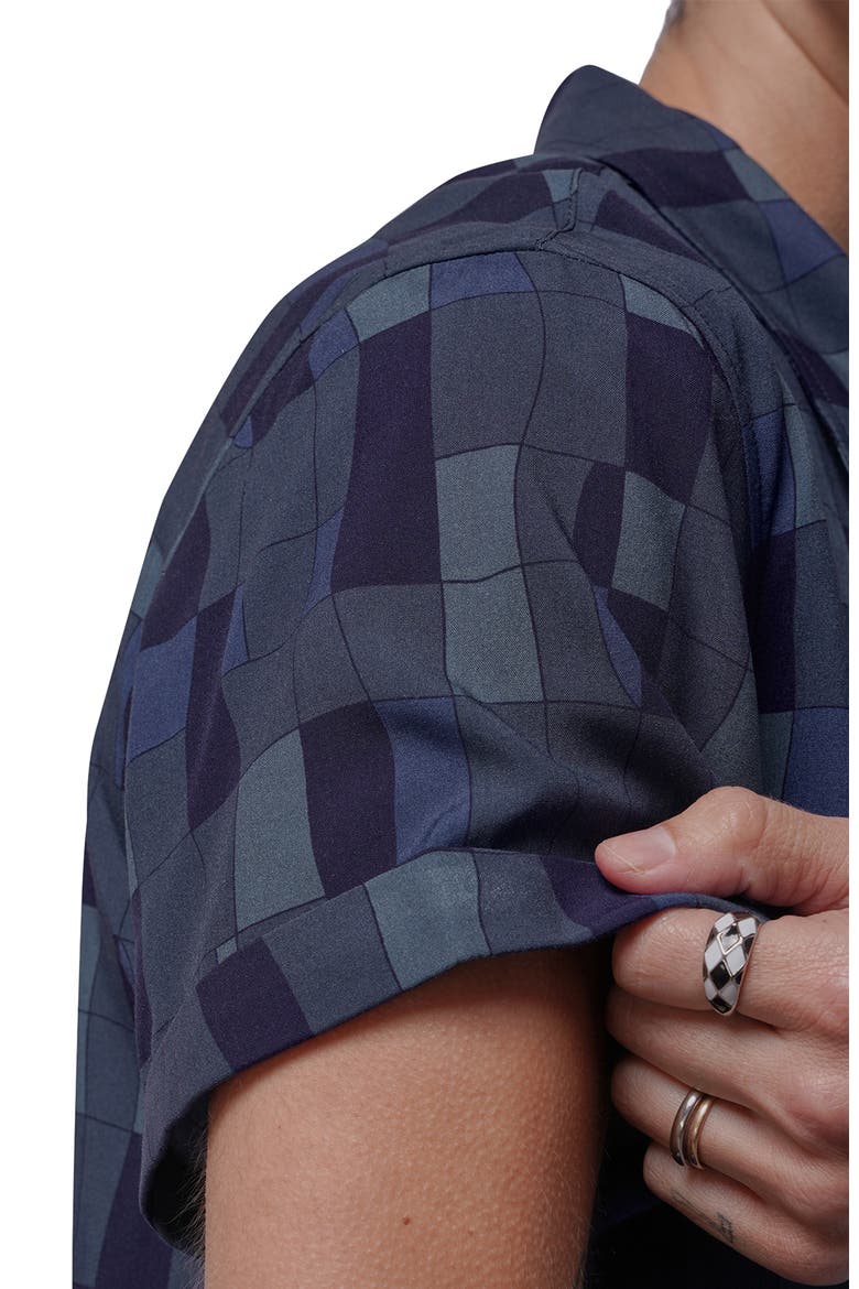 The Empower Button Up, Alternate, color, ABSTRACT TILE NAVY