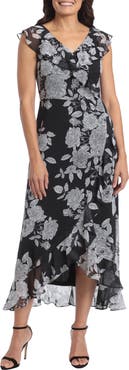 London Times Ruffle Wrap Maxi Dress