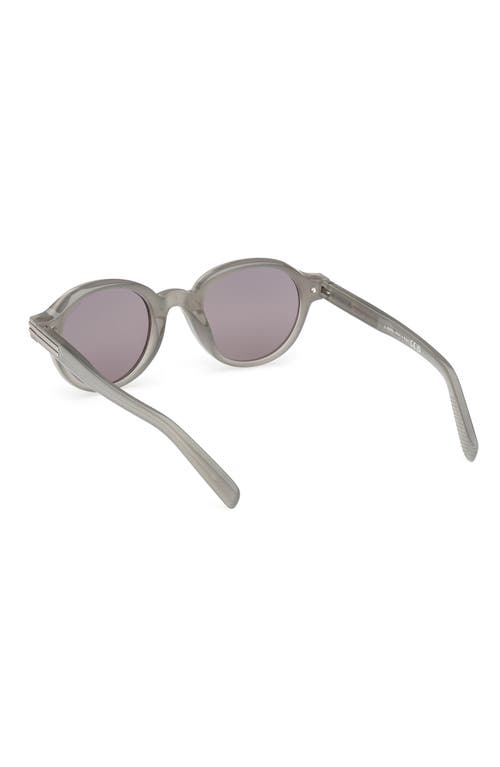 Zegna Men's Round Acetate Sunglasses In Shiny Milky Grey