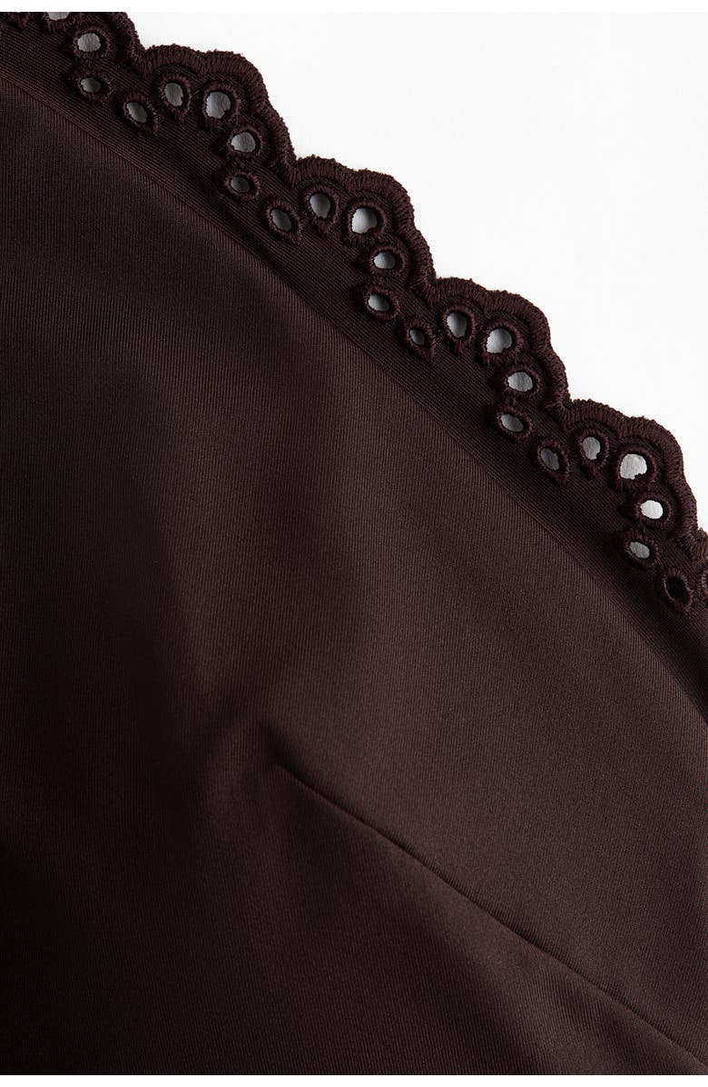 H&M Padded-cup Halterneck Swimsuit, Alternate, color, Dark Brown
