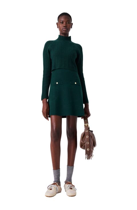 Knit dress with removable sweater