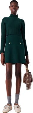 maje Knit dress with removable sweater