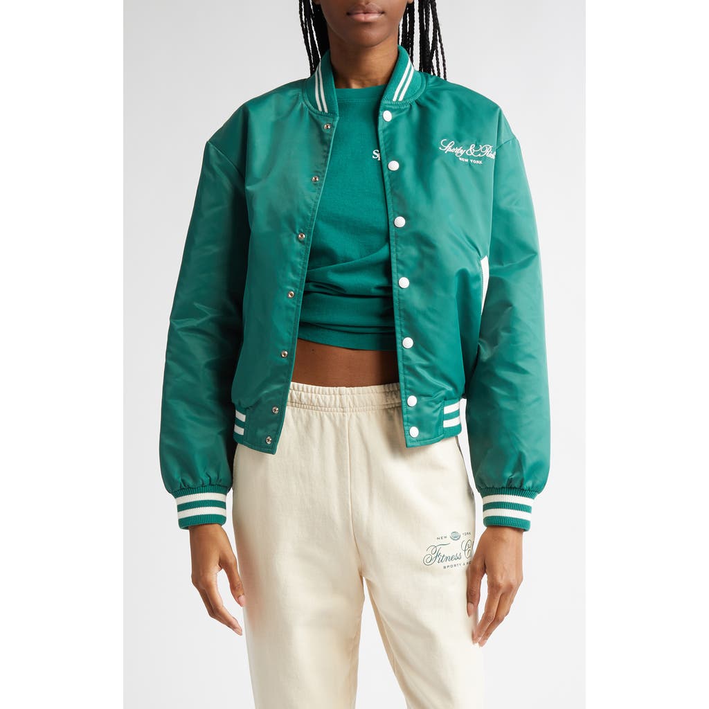 Sporty And Rich Sporty & Rich Wellness Nylon Varsity Jacket In Alpine
