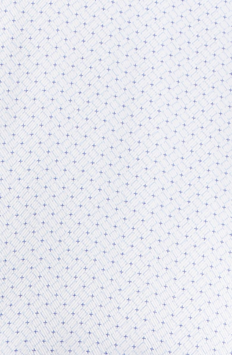 David Donahue Trim Fit Geometric Print Dress Shirt, Alternate, color, White/ Blue