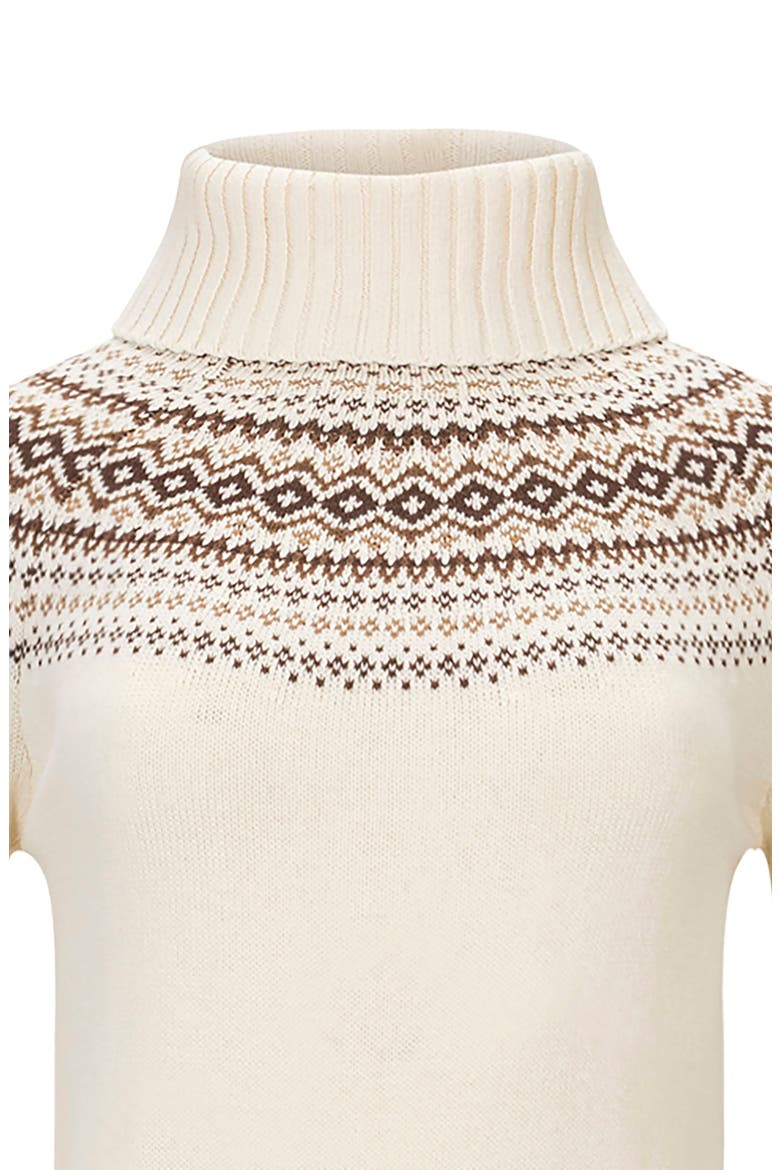 Organic Long Sleeve Turtleneck Intarsia Sweater Dress, Alternate, color, Ivory Fireside Fair Isle