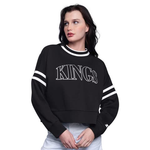 Women's Starter  Black Los Angeles Kings Power Play Cropped Pullover Sweatshirt
