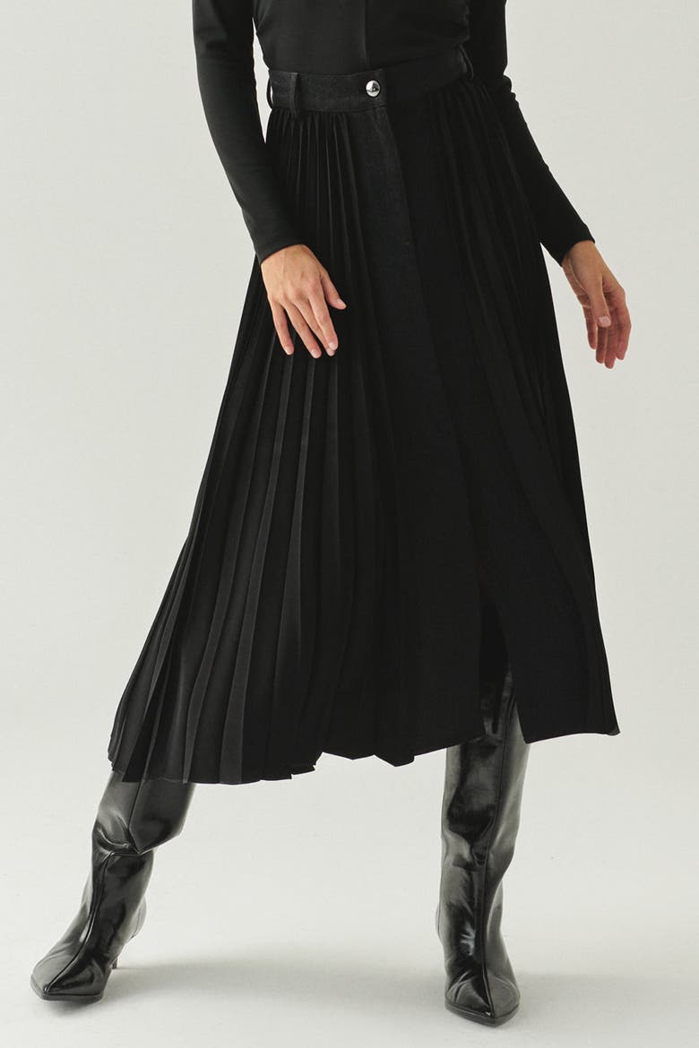 Florence Midi Skirt, Alternate, color, BLACK