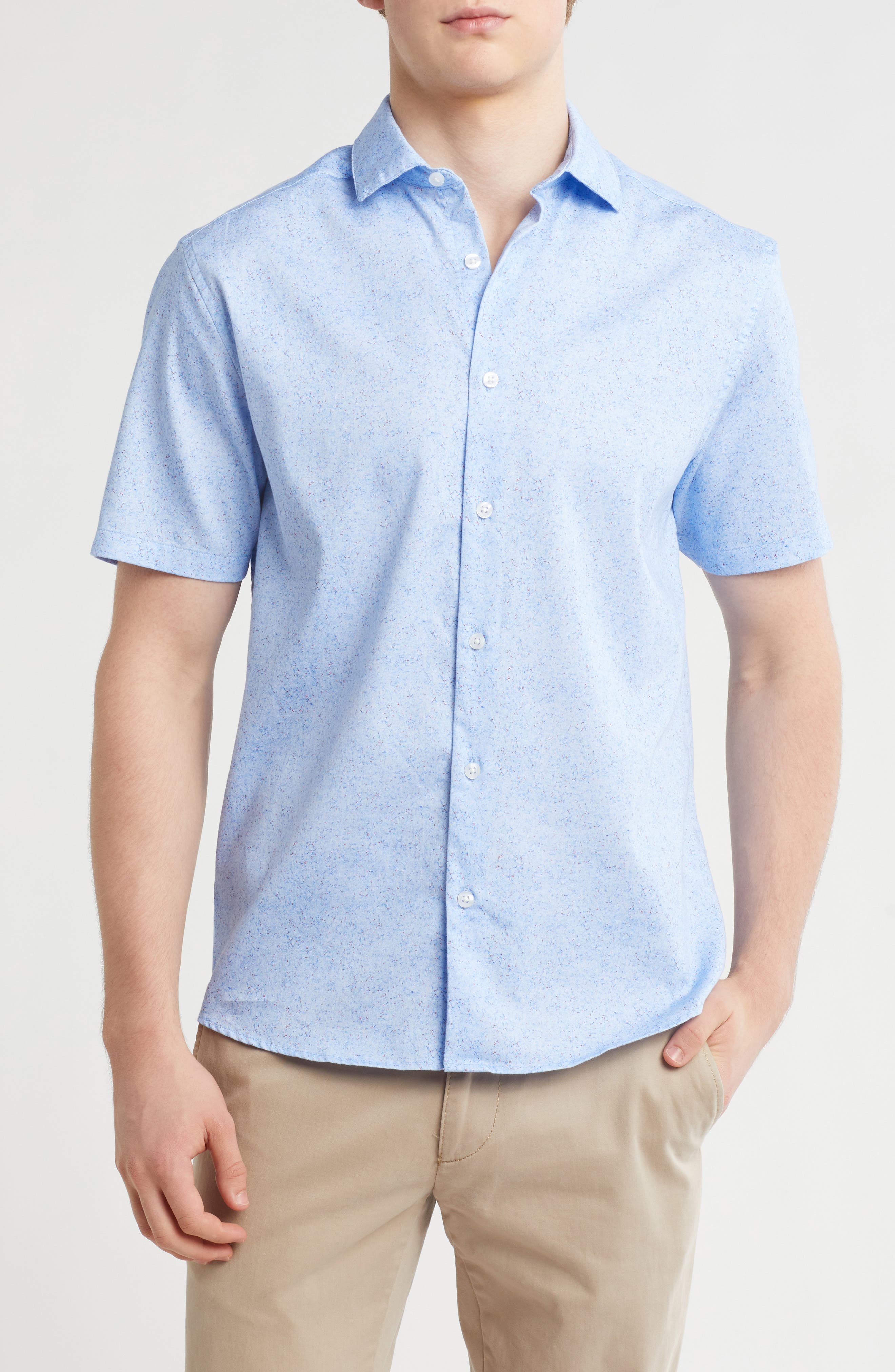 WESTZEROONE Rafael Short Sleeve Stretch Button-Up Shirt