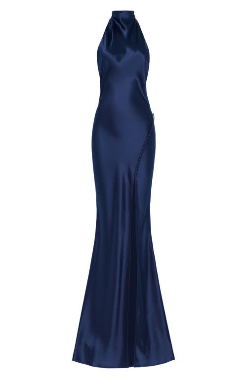 Sau Lee Penelope Satin Gown In Blue