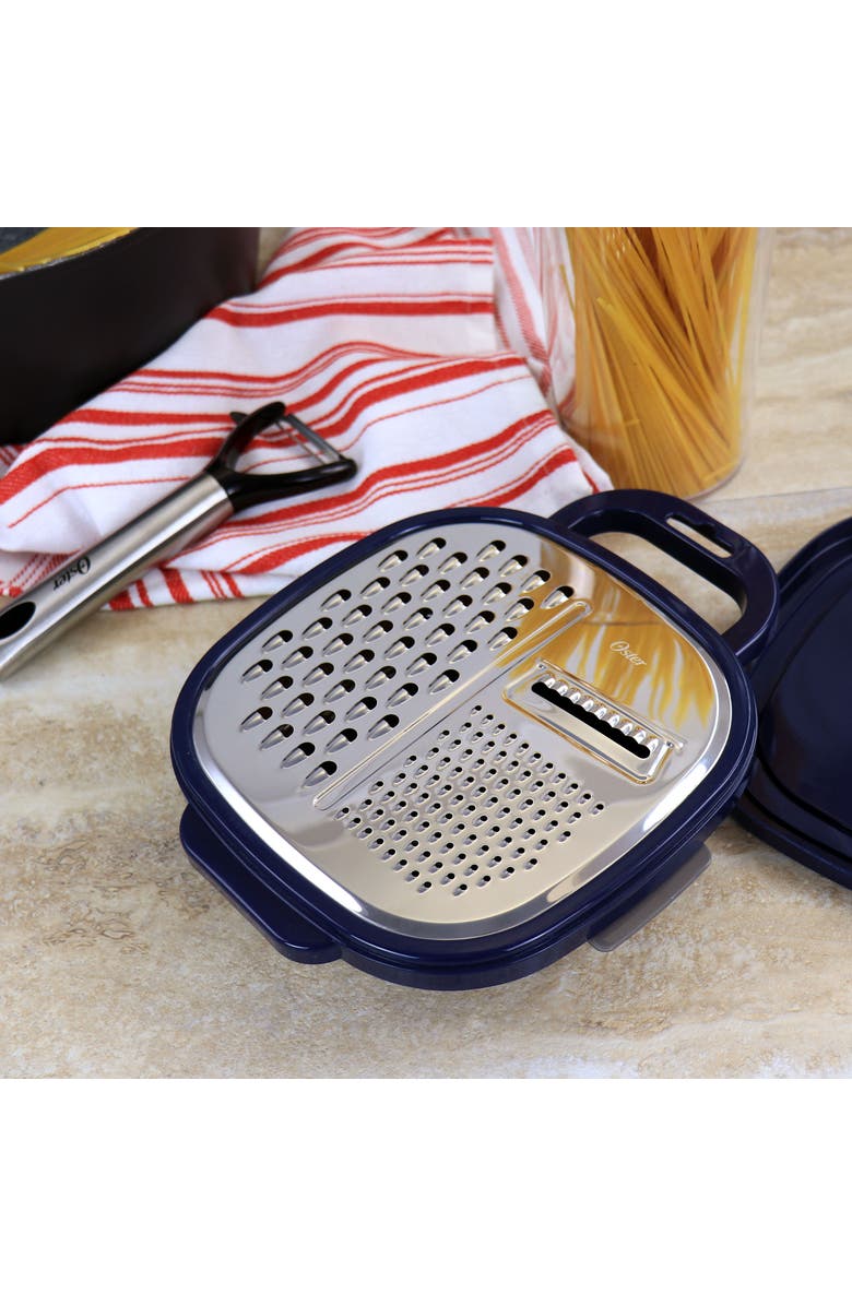 OSTER Flatmarine 3 Piece Grater and Container Set, Alternate, color, Navy