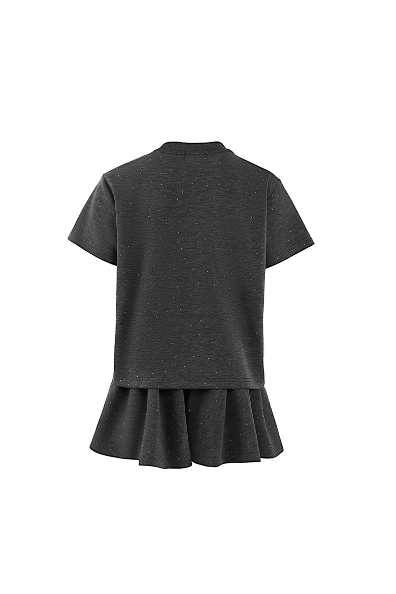 Sparkle Bow Charm Skirt Set, Alternate, color, Dark Grey
