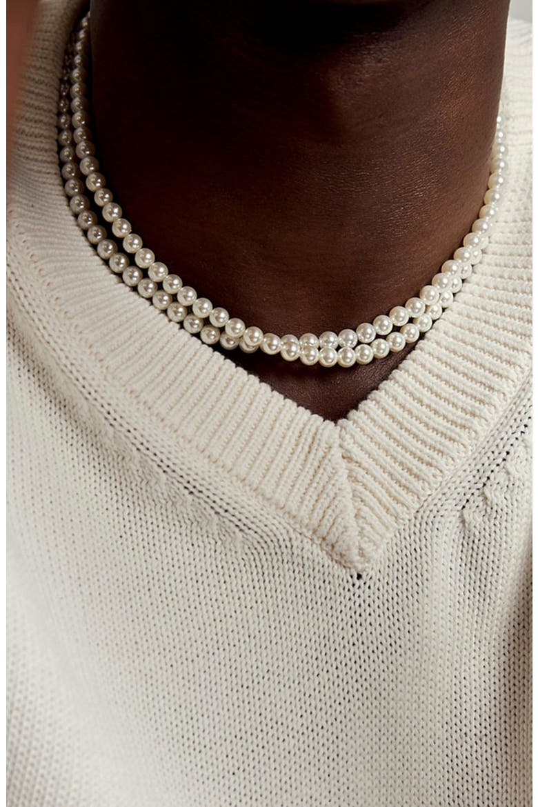 Cultured Pearl Necklace, Alternate, color, SILVER