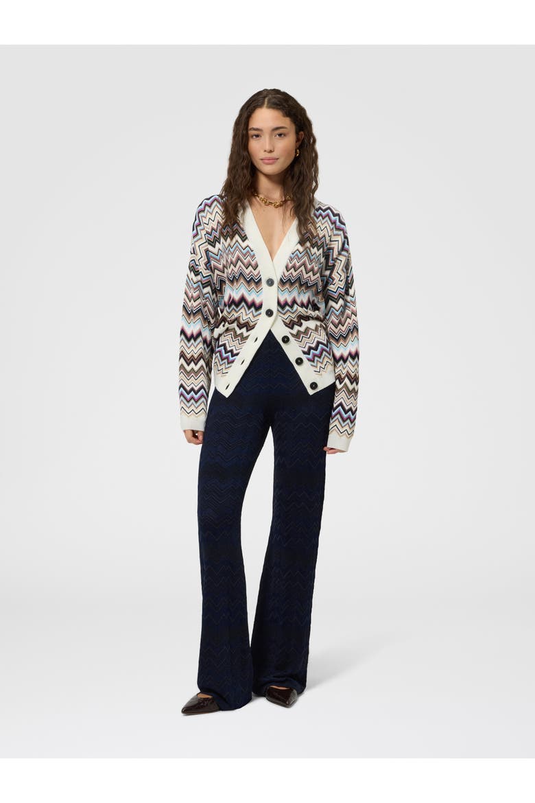 Zig Zag Viscose And Wool Straight-leg Trousers, Alternate, color, Navy Blue