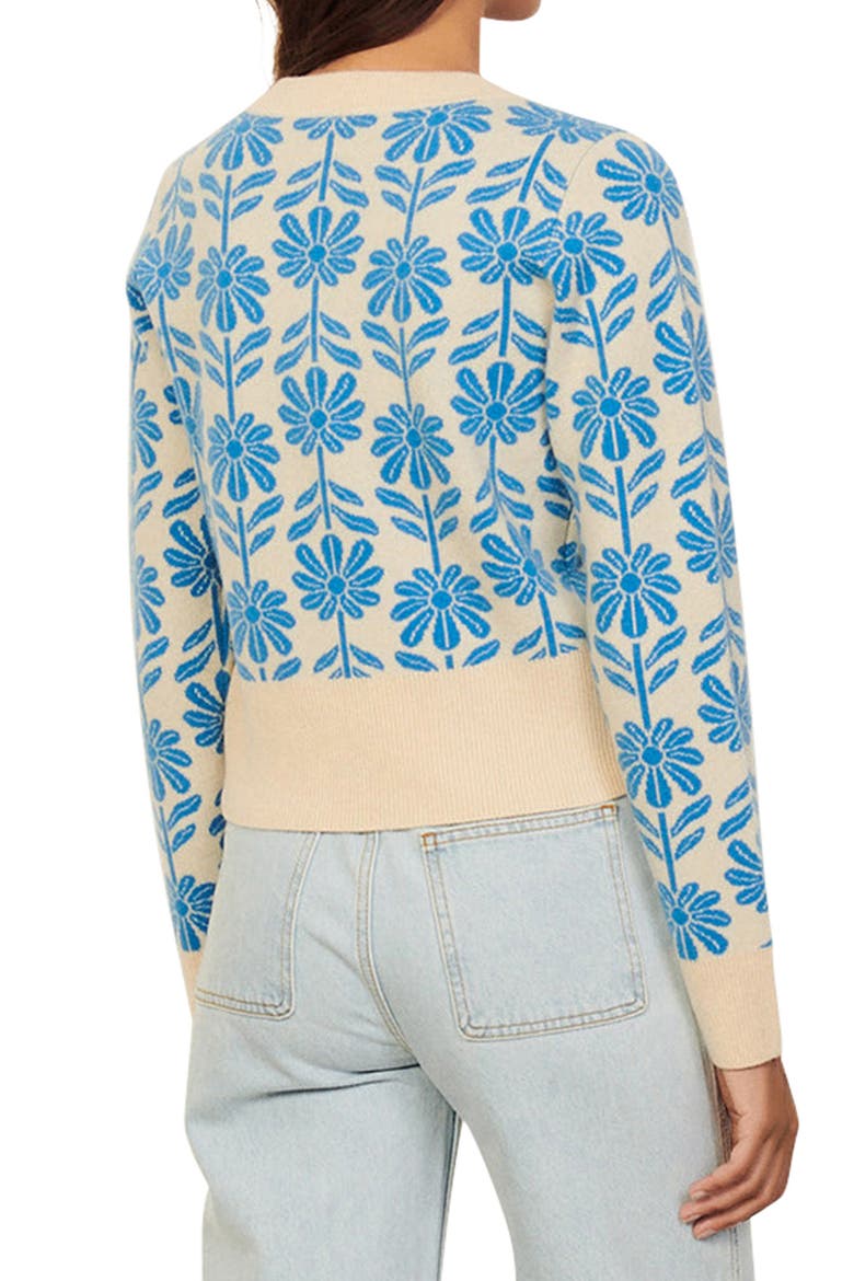 Hugues Jacquard Wool & Cashmere Crop Sweater, Alternate, color, BLUE