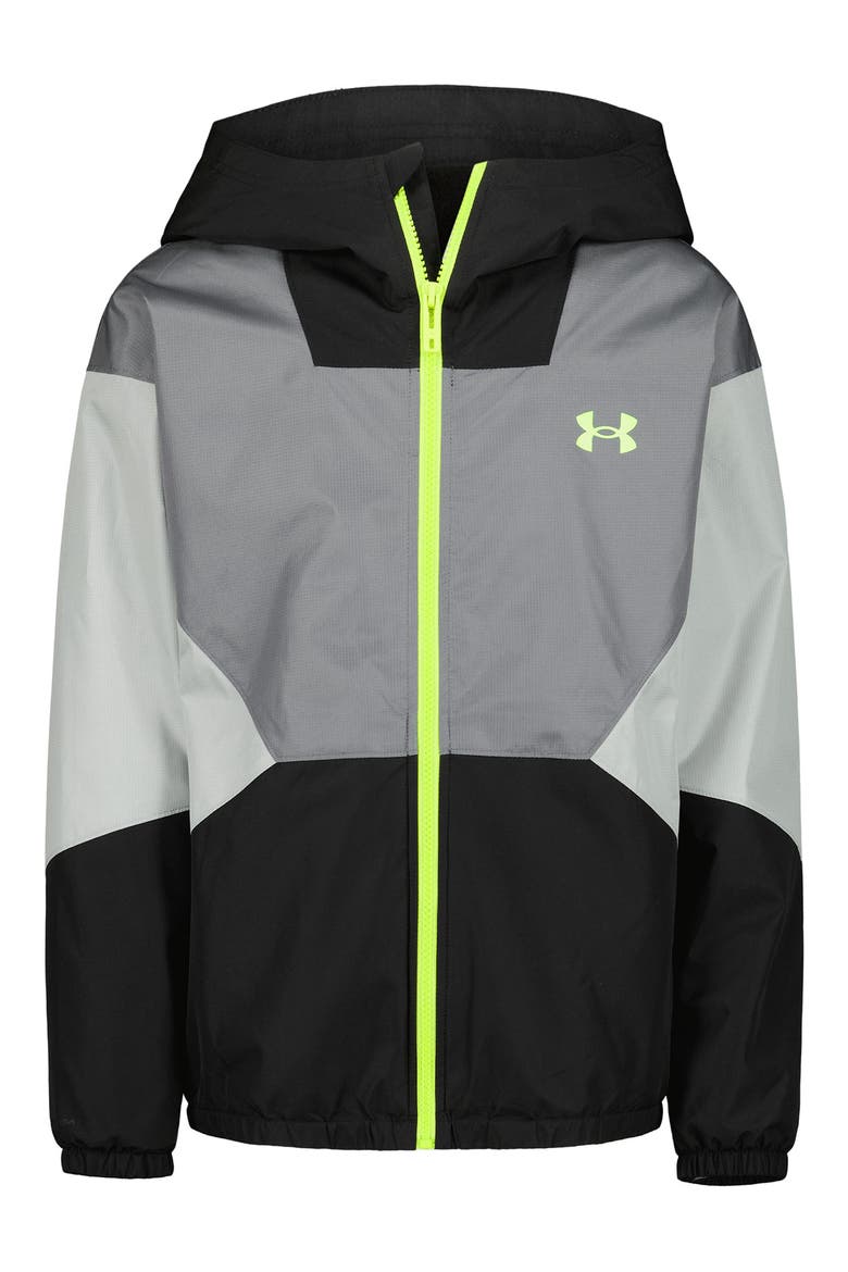 Kids' Manataug Hooded Water Repellent Windbreaker, Main, color, BLACK