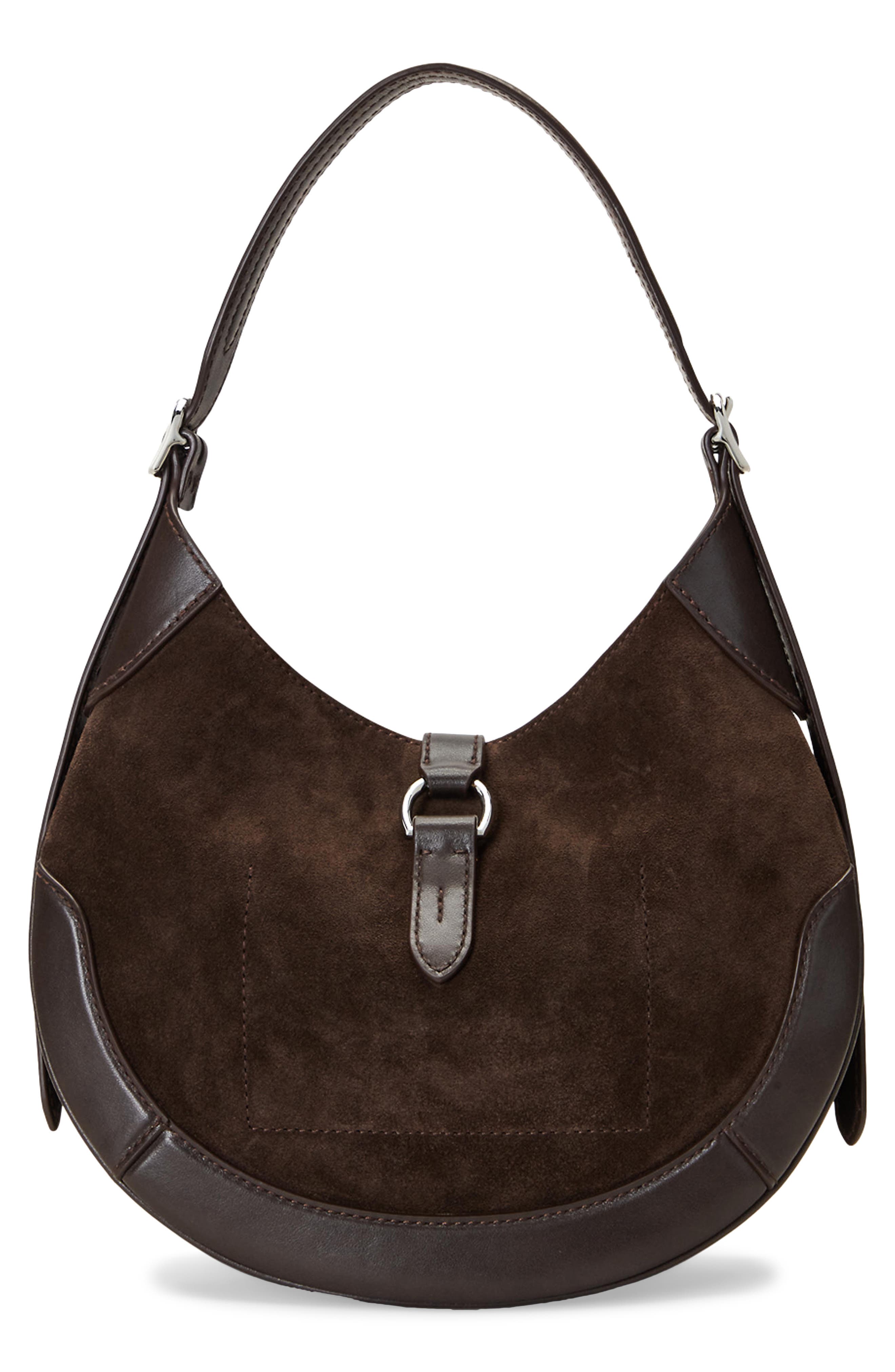 P ID Suede Hobo Bag, Alternate, color, BROWN