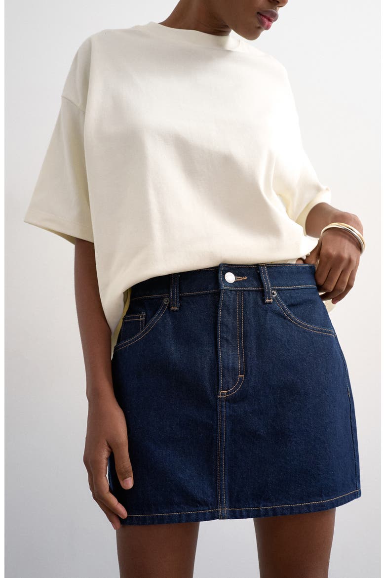 Plemet Cotton Denim Miniskirt, Alternate, color, MBLUE