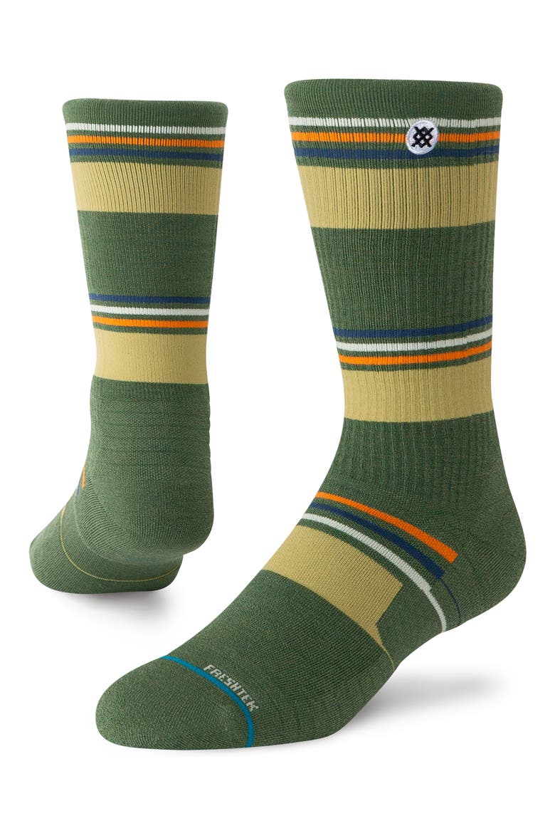 Walton Hike Light Crew Socks, Main, color, GREEN