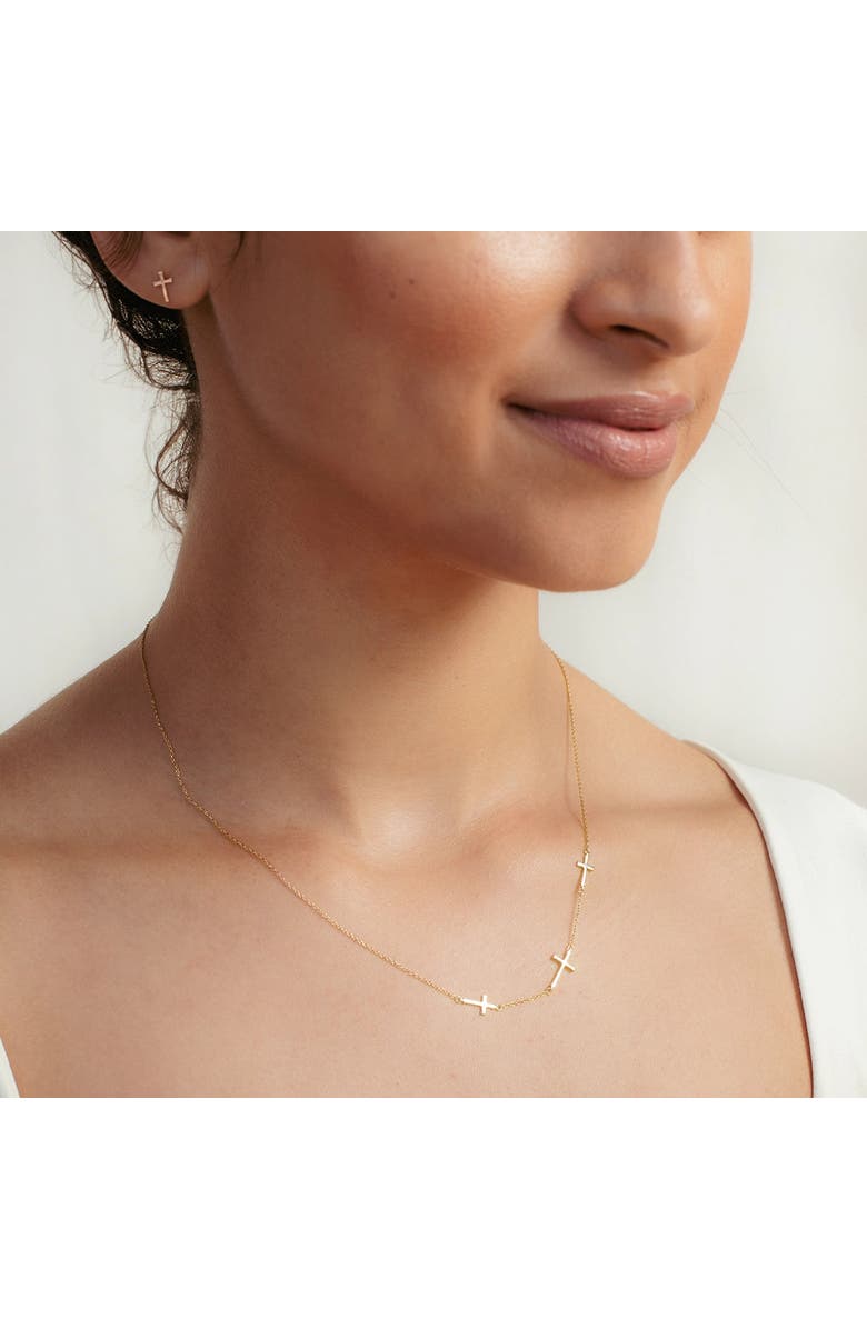 Rizen Jewelry Calvary Cross Necklace, Alternate, color, 18K Gold Plated