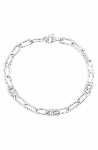 Sterling Silver CZ Paperclip Chain Bracelet