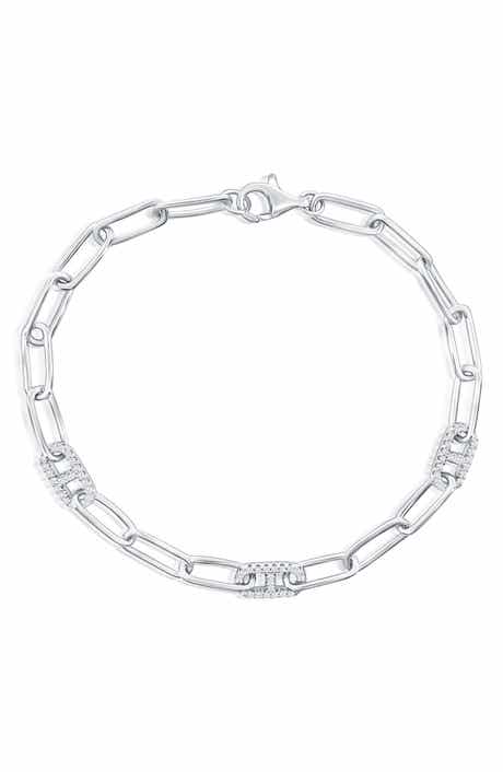 Sterling Silver CZ Paperclip Chain Bracelet