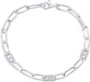 SIMONA Sterling Silver CZ Paperclip Chain Bracelet
