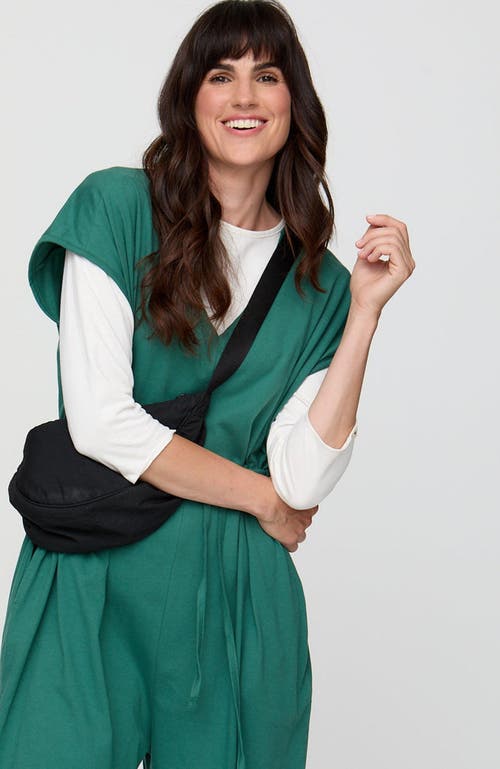 Turtledove London Rita Tie Waist Organic Cotton Jumpsuit In Green