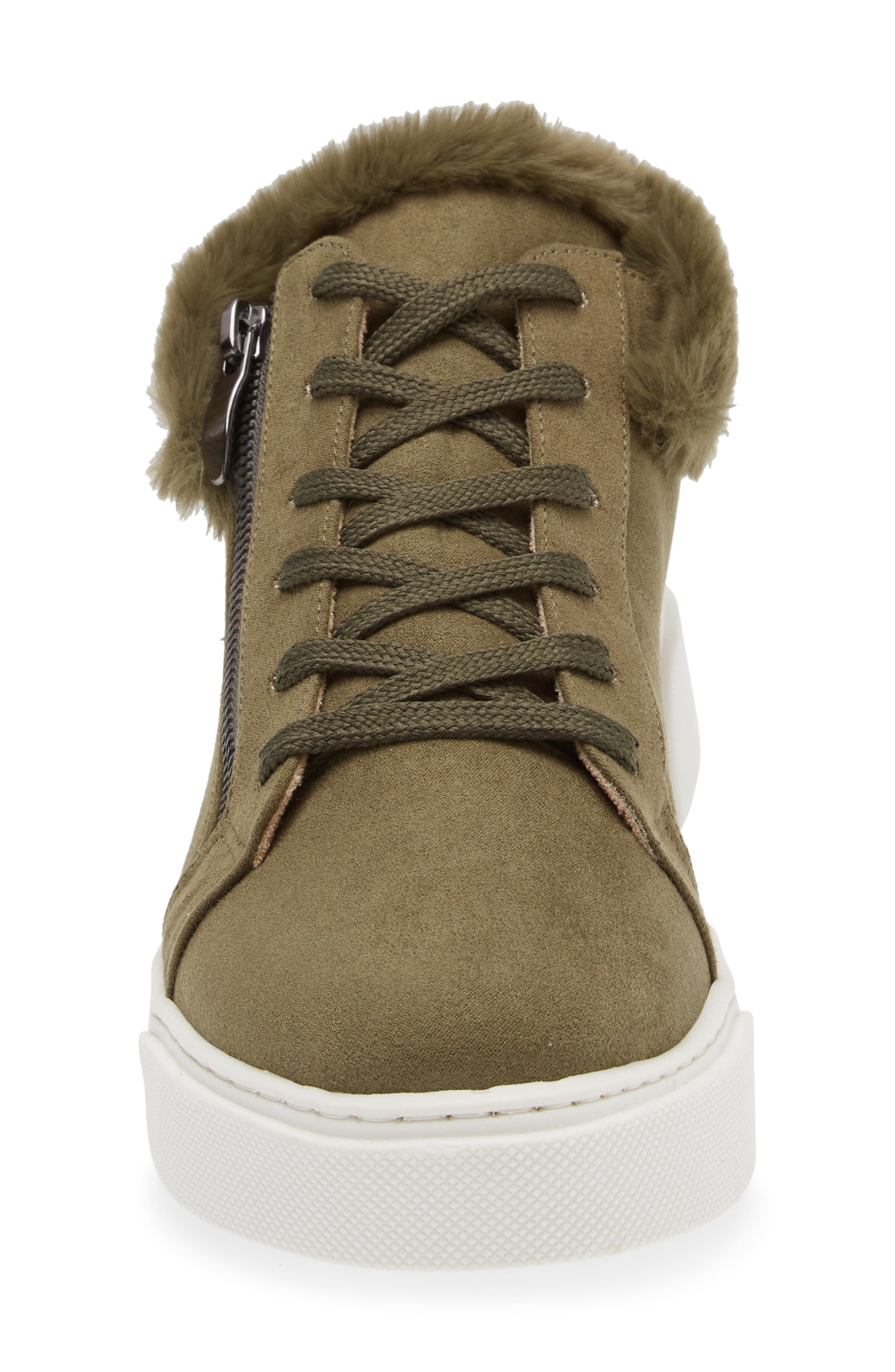 Love Rio Debbie Faux Fur Zip Sneaker, Alternate, color, Hunter Green