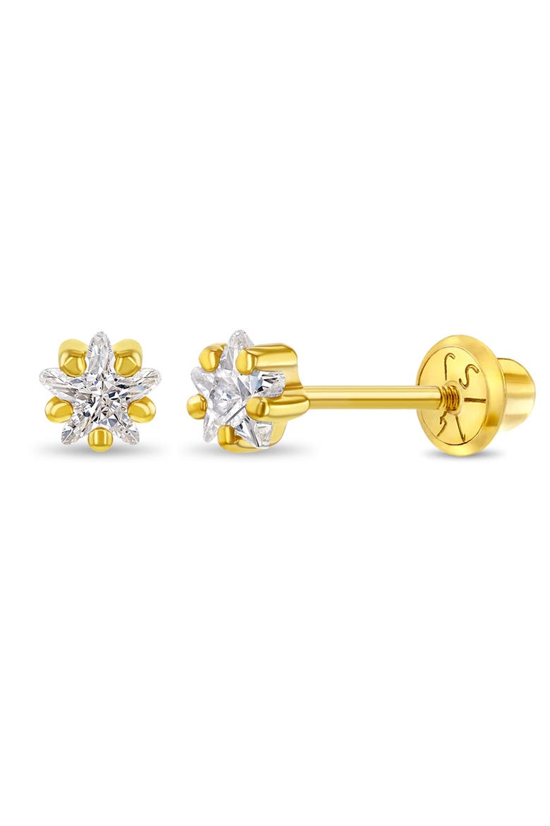 14k Star Pronged Girl Earrings, Main, color, Gold