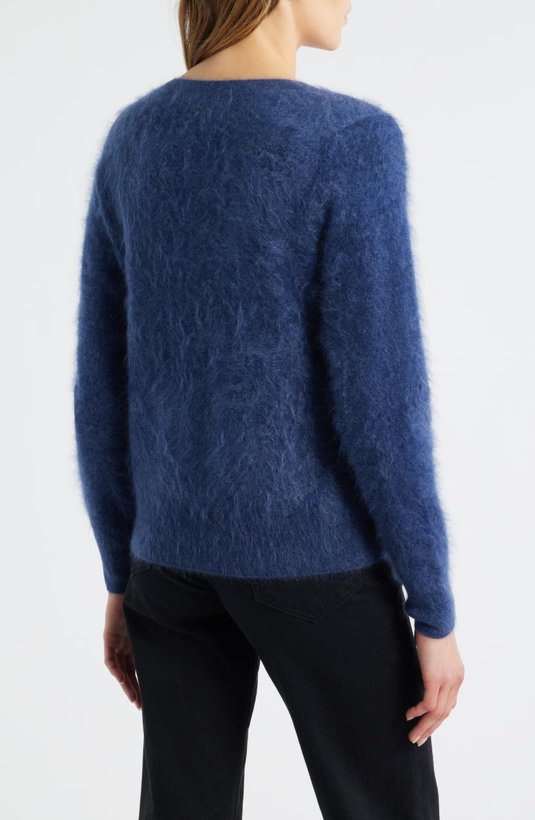 MARGARET O'LEARY Brushed Cashmere V-Neck Sweater, Alternate, color, Indigo