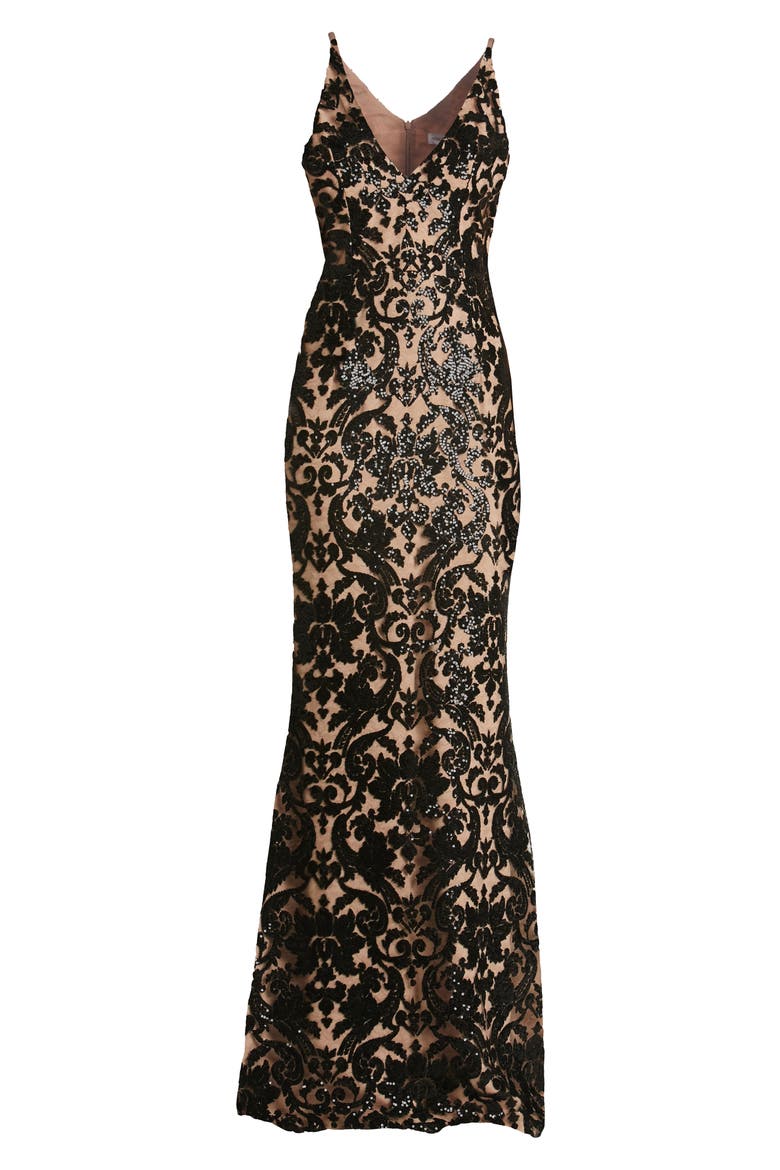 Karen Mermaid Gown, Alternate, color, BLACK/ NUDE LACE