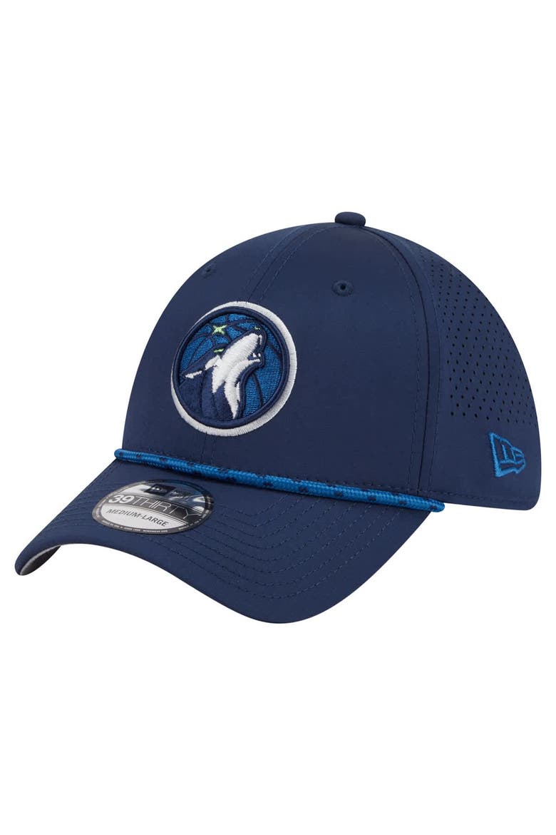 Men's New Era Navy Minnesota Timberwolves Featherweight Poly Rope Flex 39Thirty Hat, Main, color, Navy