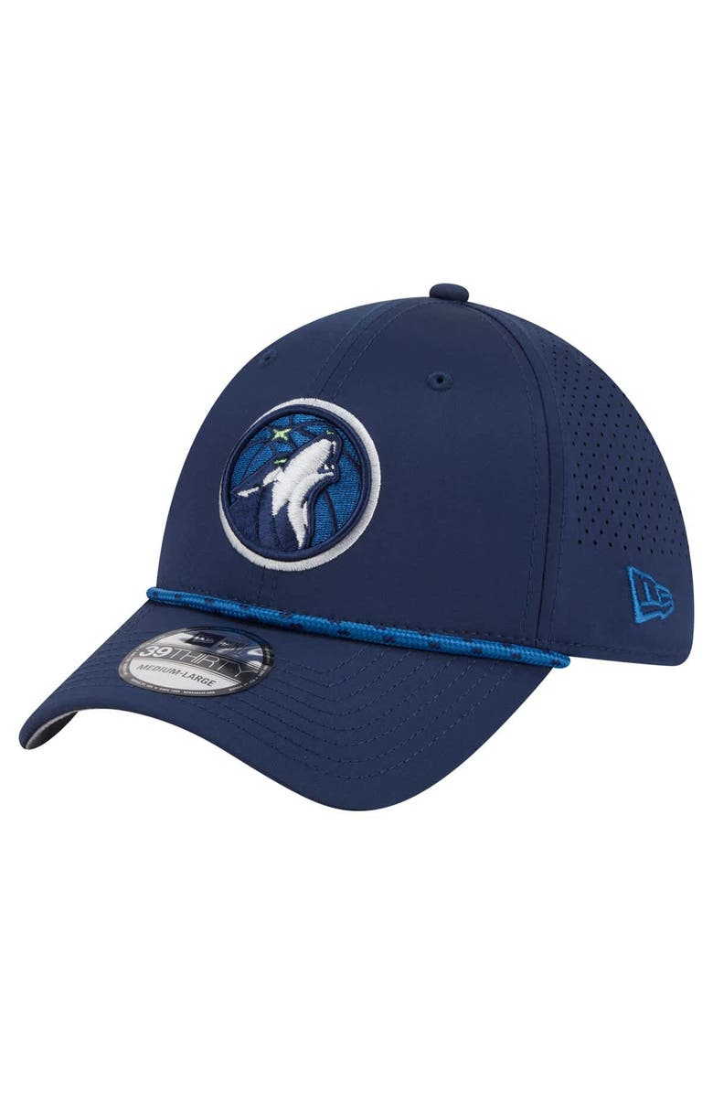 New Era Men's New Era Navy Minnesota Timberwolves Featherweight Poly Rope Flex 39Thirty Hat, Main, color, Navy