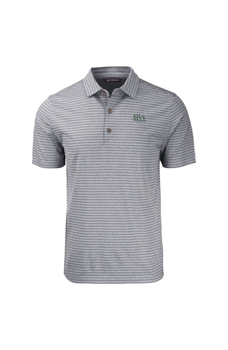 Cutter & Buck Men's Cutter & Buck  Heather Black Ivy League Tri-Blend Forge Eco Double Stripe Stretch Recycled Polo, Alternate, color, 