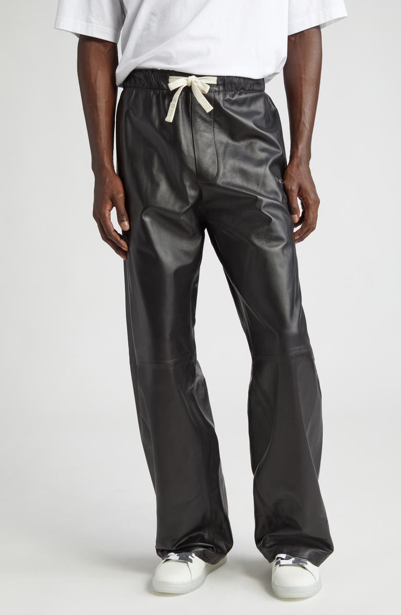 Palm Angels Classic Logo Leather Pants, Main, color,