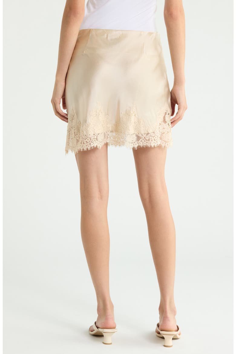 Carolina Lace Trim Silk Miniskirt, Alternate, color, ALMOND