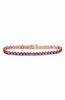 FZN 14K Gold Rose Gold Plate Sterling Silver Stone Bracelet