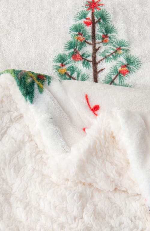 Woven & Weft Holiday Print Reversible Faux Shearling Throw Blanket