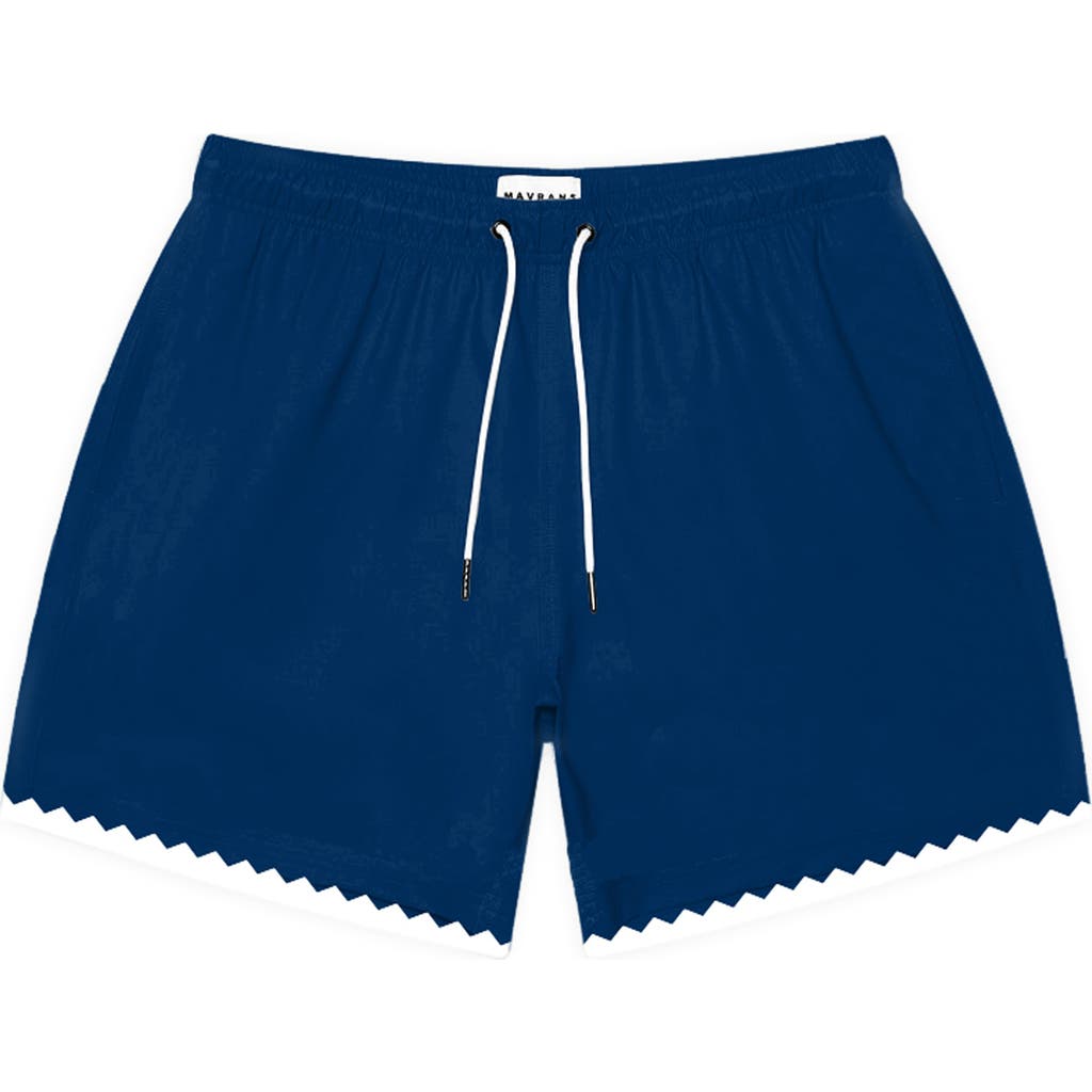 Shop Mavrans Stitch Waterproof Swim Trunks In Blue