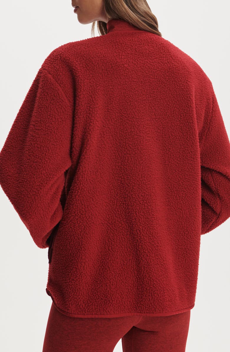 Varley Marina Collarless High Pile Fleece Jacket, Alternate, color, Red Dahlia