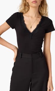 CAMI NYC Sana Lace Trim Rib T-Shirt