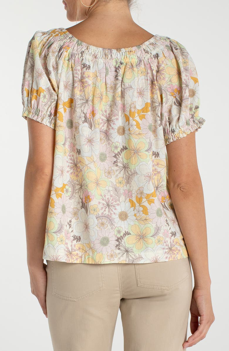 Liverpool Los Angeles Floral Print Tie Neck Top, Alternate, color,