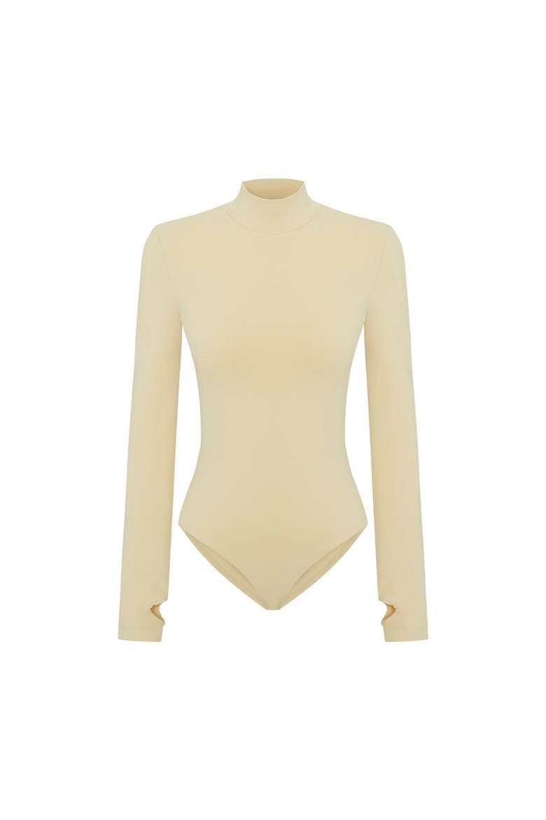 Cotton High Neck Bodysuit, Main, color, Chino Green