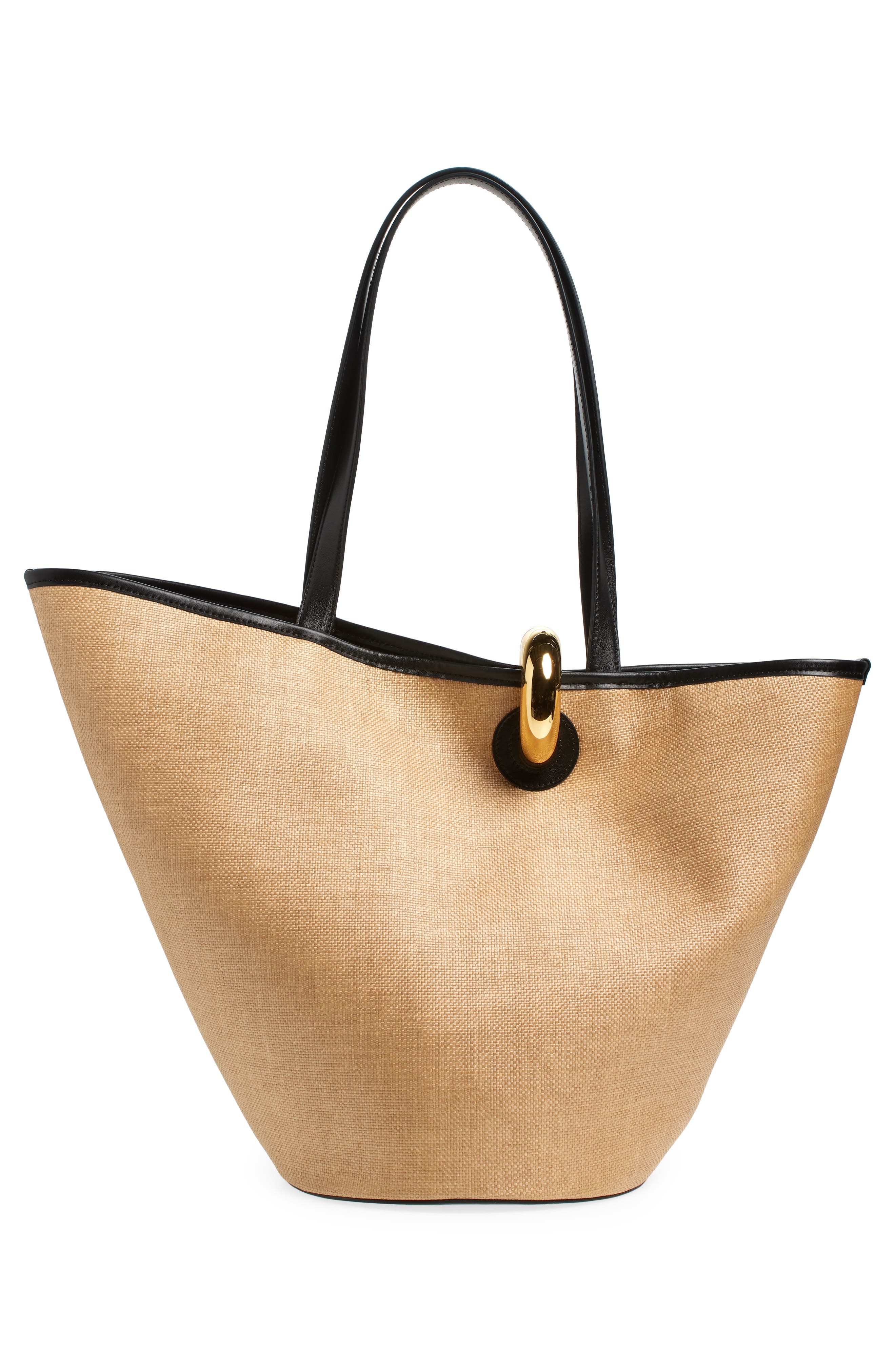 Le Bambola Faux Raffia Tote, Alternate, color, IVORY / BLACK 1FY